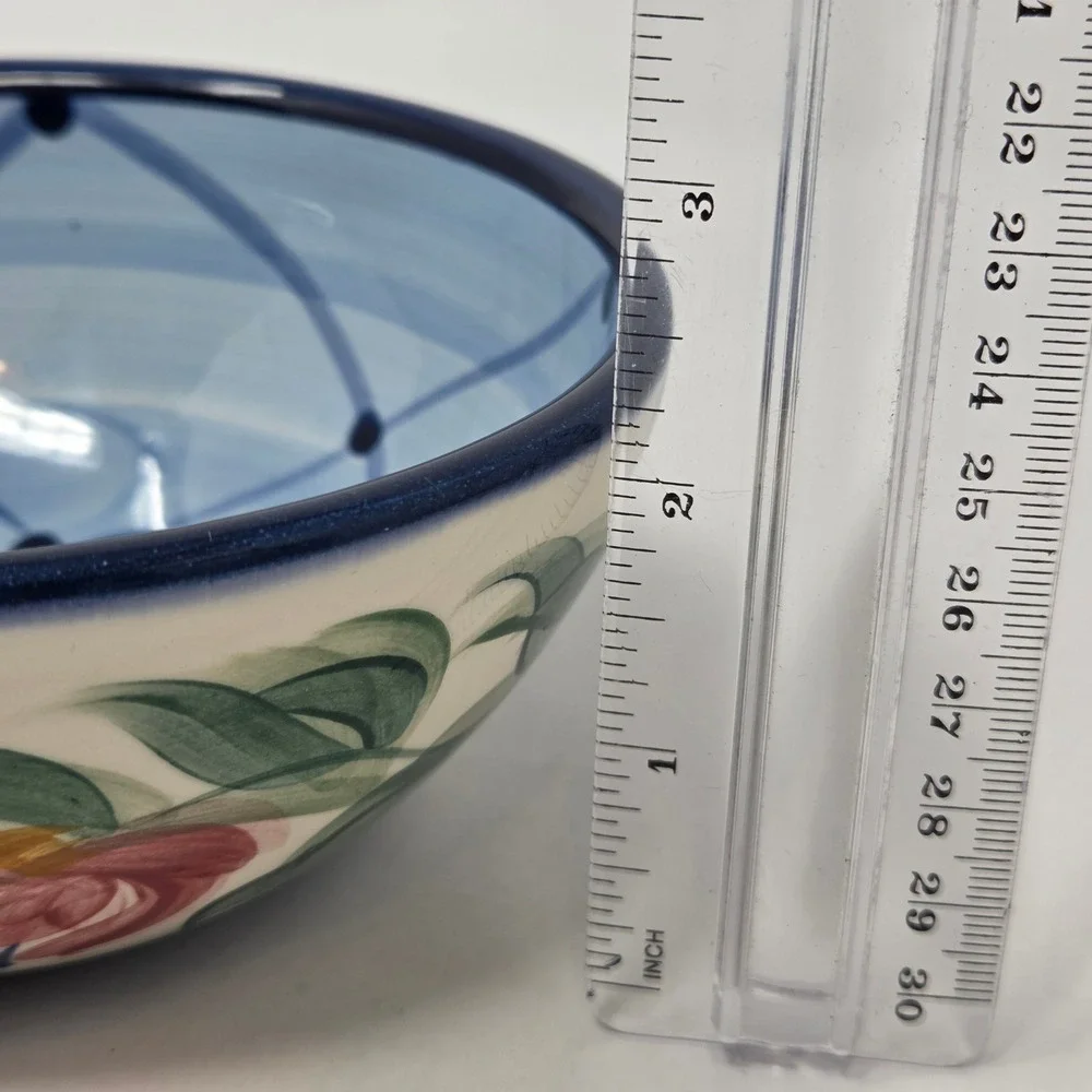 Vintage Gail Pittman Annabella Soup Cereal Bowl Blue Hand-painted 1997